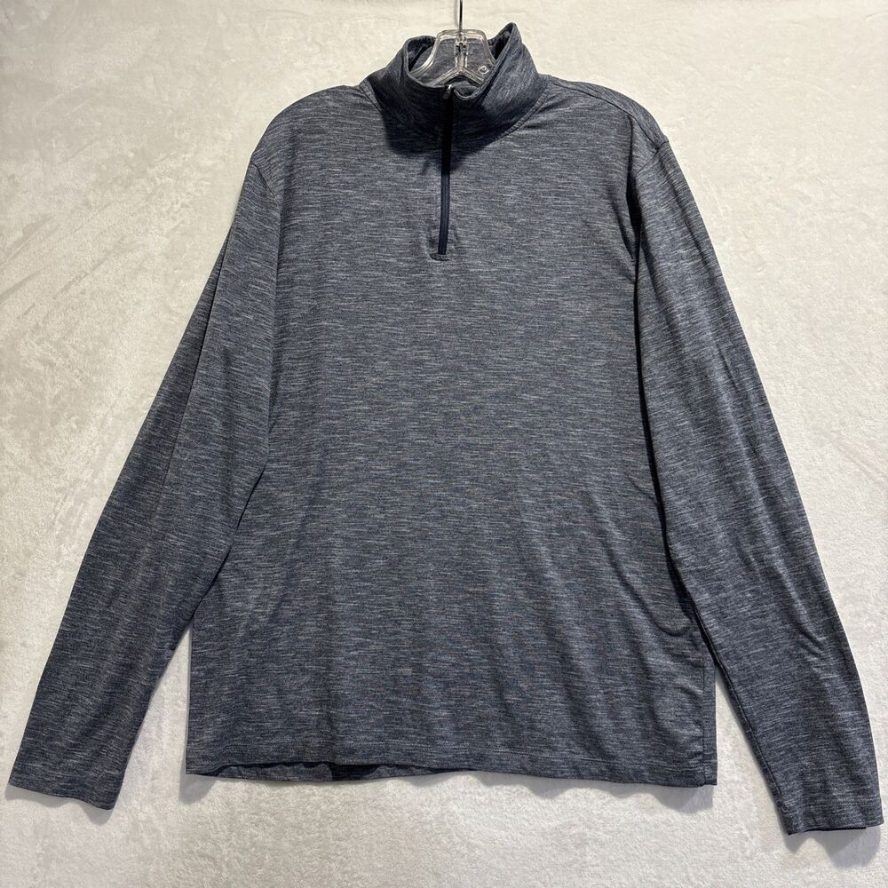 J Crew Performance 1/4 Zip Shirt Navy Heather Long Sleeve Pullover Men's Large